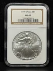 NGC MS69 1999 American Silver Eagle One Dollar Silver Coin -015