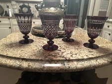 William Sonoma Regency Garnet Cut Ruby Red 8oz Mixed Goblet Set 4 At 5-1/2"