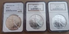 Lot/3  1992-1994 American Silver Eagle NGC MS69 Brown Label