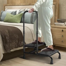 FORTEMOTUS Step Stool with Handle - Heavy Duty 2 Step Stool up to 450LBS Black