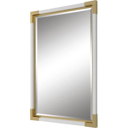 Uttermost 09879 Malik 39 X 27 inch White Faux Shagreen and Gold Leaf Mirror - Picture 4 of 6