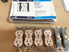 LEVITON 10 Pack Standard Outlets 5320-WMP w 4 Extra Outlets  2 Switches F78