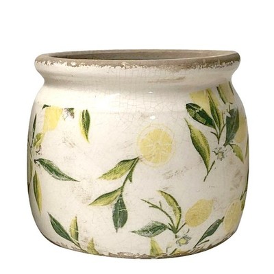 6CE1535M Blumentopf Übertopf Pflanztopf Zitronen Lemon Ø 15x13 cm Clayre & Eef