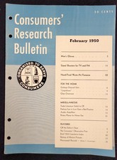 Consumers’ Research Bulletin Feb 1950 Vintage Magazine Audio Amplifiers TV FM