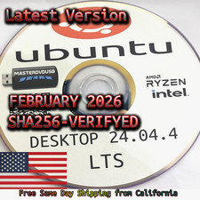Ubuntu 24.04.4 LTS Install DVD Works on PC Intel Mac Fast Free Shipping