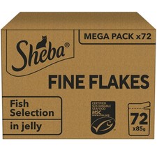 SHEBA Adult Wet Cat Food Pouches 72 x 85 g Fish Collection 72 Jelly Pouches. 5.11 per kilo