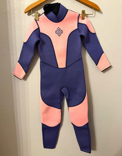 Seaskin Girls Size 6 Pink Navy Full-Length Neoprene Wetsuit 3MM