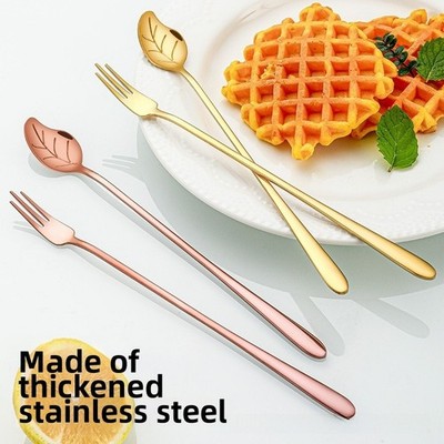 304 Edelstahl Löffel Gabel Set mit für Blatt Design zum Rühren von Kaffee