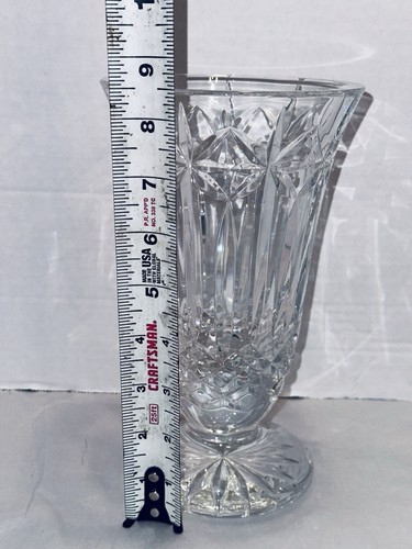 Waterford Balmoral Starburst geschliffener Kristall 8,5" hoch geriffelte Vase mit Fuß signiert - Bild 8 von 9