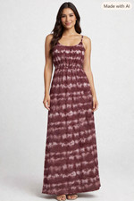 Ardene Maxi Dress Womens Medium Red Tie Dye Retro Hippie Boho