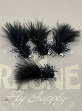 4ea. Jigged Euro streamers size #10 in Black. Great Anchor Fly.