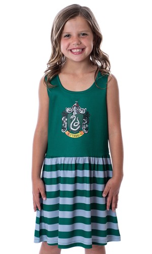 Harry Potter Girls All Houses Crest Logo Tank Stripe Accent Pajama Nightgown - Picture 2 of 15