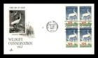 US COVER WHOOPING CRANES WILDLIFE CONSERVATION FDC BLOCK OF 4 ARTCRAFT