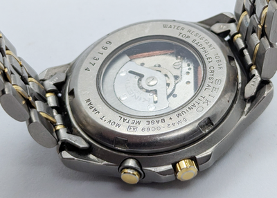 Seiko Kinetic Titanium Sports 100 AGS Two-Tone 5M42-0C69 | New