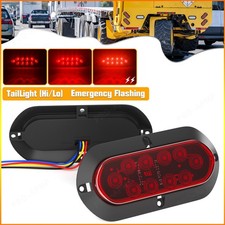 2x Red 6 Oval Trailer Lights Flash Led Stop Turn Tail Brake Truck Flush Mount 2x Red 6 Oval Trailer Lights Flash Led Stop Turn Tail Brake Truck Flush Mount