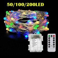 50-200 LED Fairy String Lights Waterproof Wedding Party Garden Outdoor Remote UK