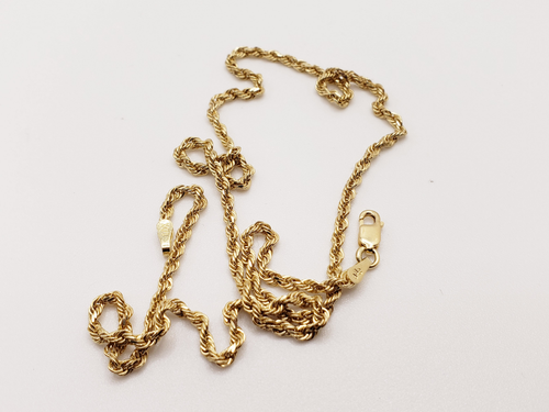 10KT Yellow Gold Solid* Rope Chain 16 “ Long x (W)2.10 mm Lobster Clasp - Picture 3 of 5