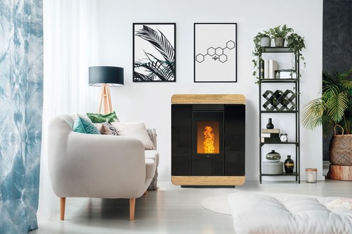 KLOVER STUFA A PELLET DIVA WOOD AIR 9KW CON FRONTALE IN LEGNO MASSELLO - Foto 2 di 6