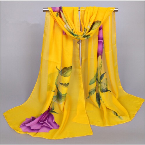 Fashion New Women's Floral Print Chiffon Scarf Soft Wrap Ladies Shawl - Picture 26 of 28