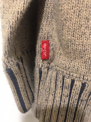 Levi’s Knit Mens Heavy Pullover Sweater Tan/blue Large EXC - Picture 7 of 8