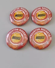 NBA Houston Rockets Four Small Used Red Buttons Lot Basketball OOP Vintage 90's