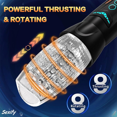 Auto Thrusting Rotating Masturbator Cup Vibrating Spinning Stroker Male Sex Toy - Picture 6 of 18