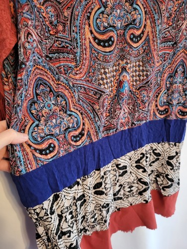 Women's ☆Anthropologie☆ Shirt Top - Tunic Paisley Mixed Media Boho 3/4 Sleeve M - Picture 8 of 11