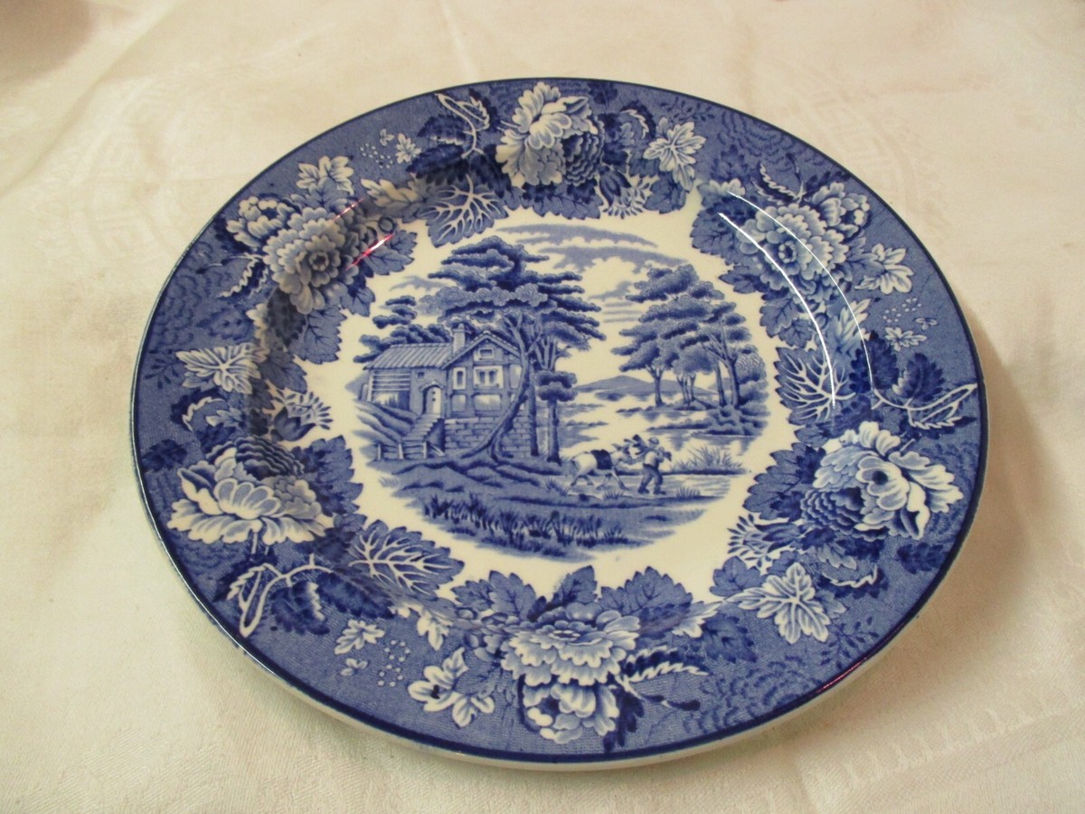 Vintage England Wood Sons Enoch Woods blue & white Salad