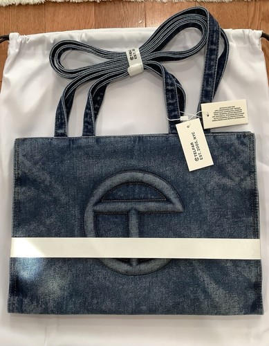 Telfar Blue Denim Medium Shopping Bag Crossbody Shoulder Purse AUTHENTIC NEW!!!