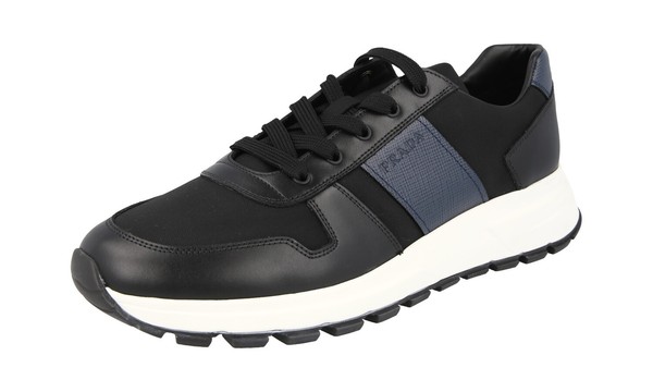 Prada Leder Nylon Prax Sneaker - 4E3463 - Schwarz Baltico Blau Neu - 9 43-image