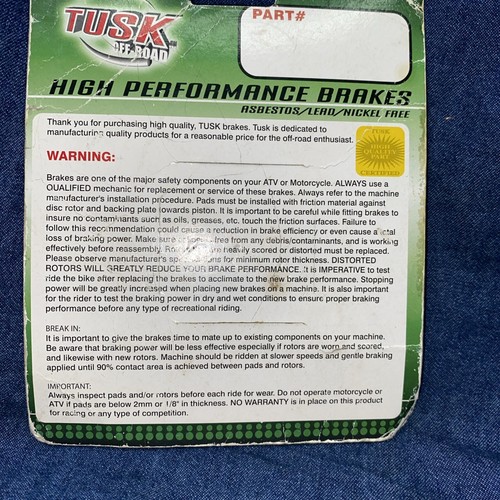 TUSK Off Road Carbon Based Universal High Performance Brakes *TA84X* New - Picture 2 of 4