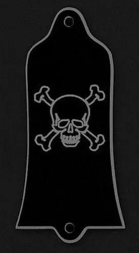 GUITAR TRUSS ROD COVER - Engraved Etched Fit GIBSON - SKULL & BONES BLACK SILVER