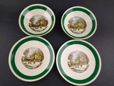 Homer Laughlin Home Winter Berry Dessert Bowls w Bread Plates Vintage Farmer