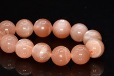 10MM Genuine Natural Orange Moonstone Grade A Round Gemstone Loose Beads 7.5"