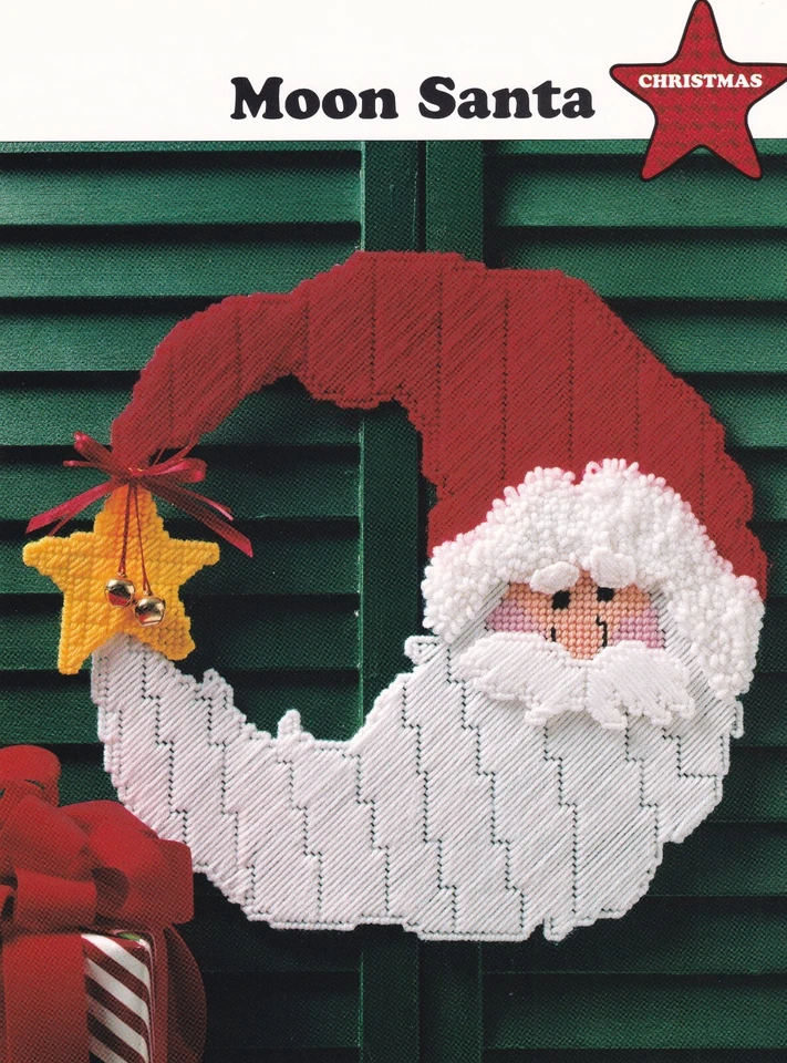 Plastic Canvas Pattern MOON SANTA Door Decor + FROSTY FRIENDS Snowman Magnets - Image 2 of 3