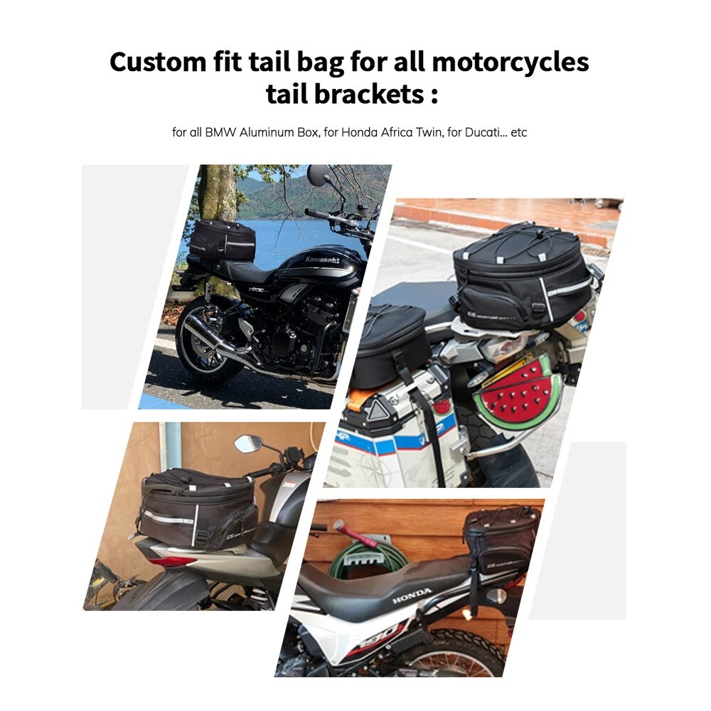 Motorcycle Tail Bag - Durable, Waterproof Storage Solution