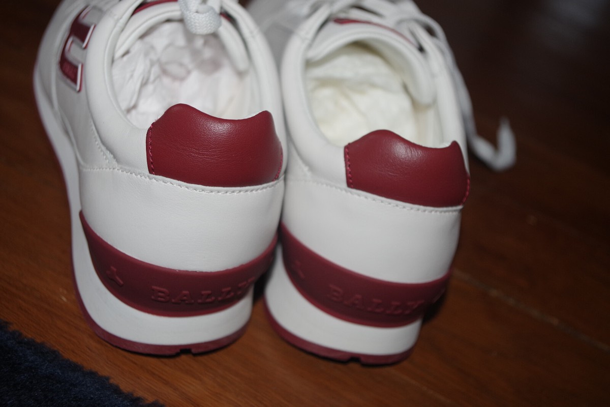 NWT Bally MEN'S GISMO PLAIN CALF LEATHER SNEAKER, WHITE Size