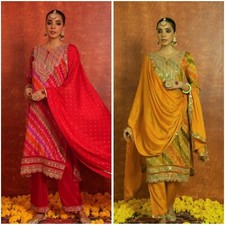 Women Designer salwar suit Indian Bollywood tunic kurta pant dupatta set