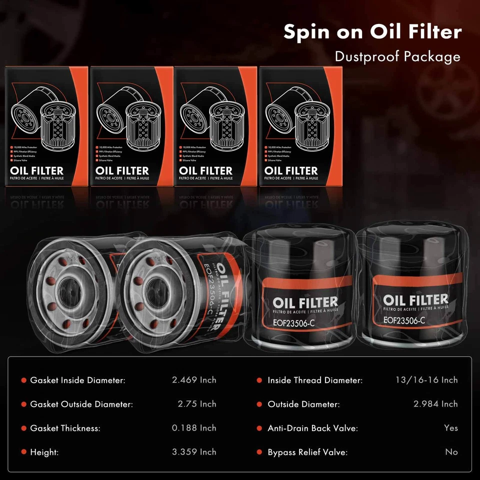4x Engine Oil Filter for Checker GMC Hummer Isuzu Jeep Olds Pontiac 10K Miles - Image 2 of 4