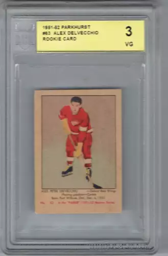 1951-52 PARKHURST ALEX DELVECCHIO ACA 3 DETROIT RED WINGS #63