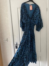 Ladies Blue & Animal Print Dress By Made In Italy One Size
