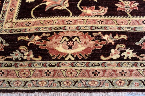 TOP QUALITY 8' X 9' BROWN HANMMADE ORIENTAL RUG vegetable dye chobi rug. - Picture 4 of 12