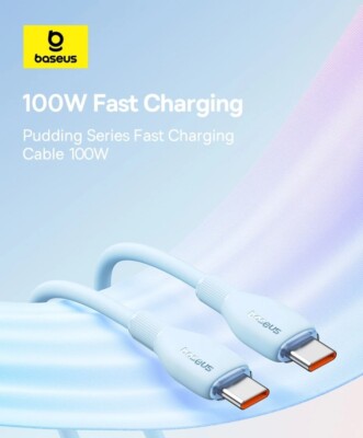 Baseus 100W USB Type C Cable for Mobile And Laptop Fast Charging Wire USB-C Soft