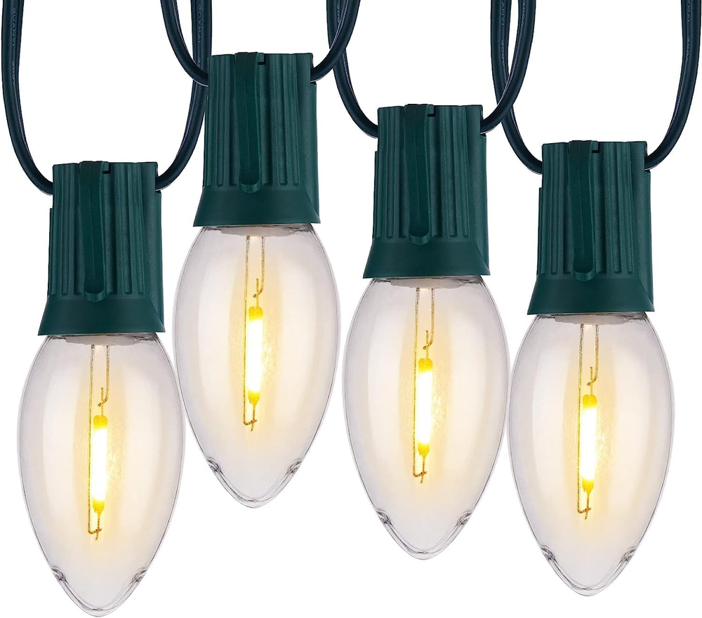 Vintage C9 LED Christmas Lights, 100 Feet C9 String Lights with 100 LED C9 Plast