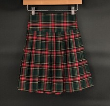 Vintage Plaid Pleated Skirt Girls 10/Women XS Red Green USA Dark Academia Preppy