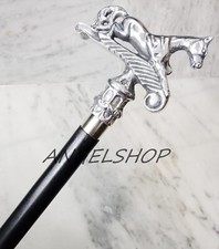 Gehstock Stock Pferd massiver Bronzegriff & Holzschaft klassisches Messing Ge...