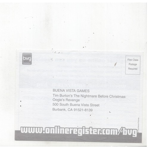 Nightmare Before Christmas Registration Card Mail-In INSERT ONLY Authentic - Picture 2 of 2
