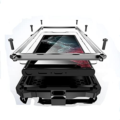Funda rígida metálica para teléfono Samsung Galaxy S22 Ultra (6,8 pulgadas) plateada - Imagen 2 de 7