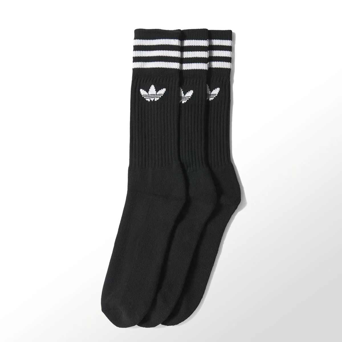 Adidas Originals Socks 3 Pack Black Size Large Mid Cut Crew