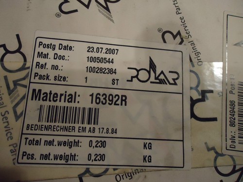 POLAR,BOARD, BEDIENRECHNER EM AB 17.8.84, PART#16392R, NEW - Picture 6 of 7